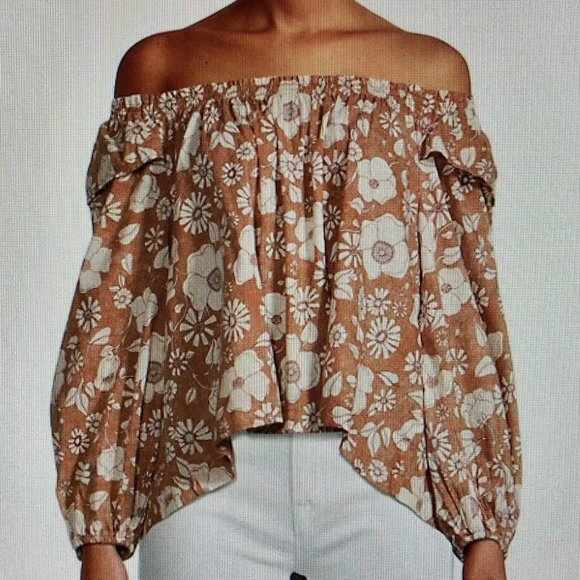Free People Tops - Free People Miss Daisy Off-the-Shoulder Top Vintage Brown (L) Price is Firm